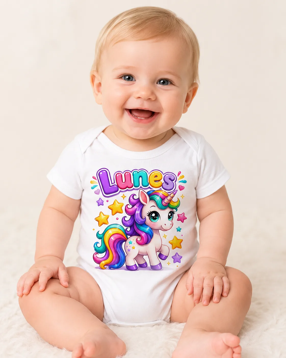 Mameluco para Bebé con Unicornio Arcoíris – Lunes
